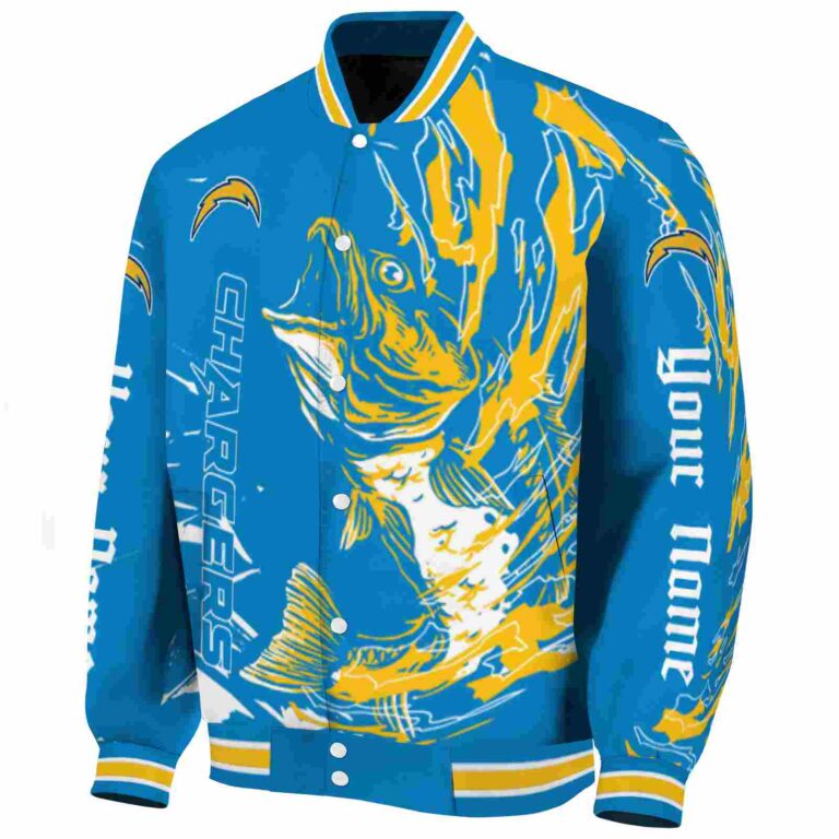 customized los angeles chargers fishing passion blue white jacket best selling