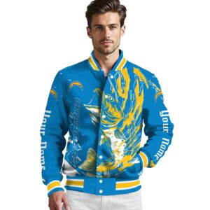 customized los angeles chargers fishing passion blue white jacket high quality