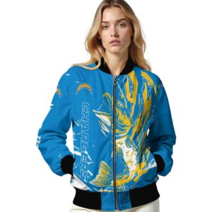 customized los angeles chargers fishing passion blue white jacket latest model