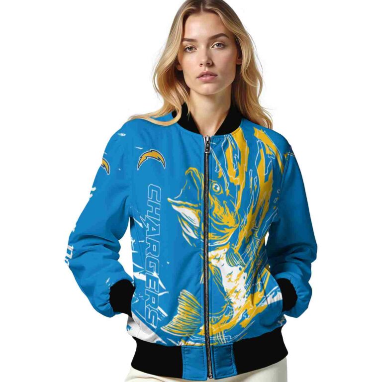 customized los angeles chargers fishing passion blue white jacket latest model
