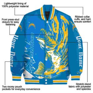 customized los angeles chargers fishing passion blue white jacket new arrival