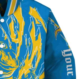 customized los angeles chargers fishing passion blue white jacket premium grade