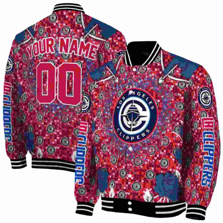 customized los angeles clippers heart explosion red jacket fashion forward
