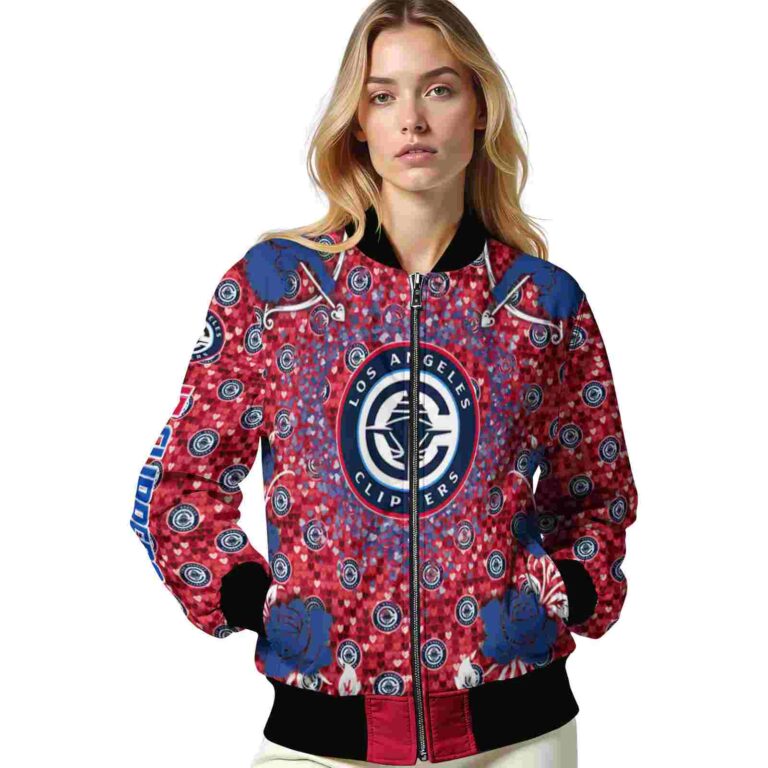 customized los angeles clippers heart explosion red jacket latest model
