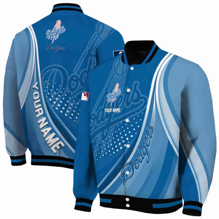 customized los angeles dodgers wave patterns blue jacket fashion forward