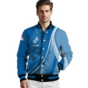 customized los angeles dodgers wave patterns blue jacket high quality