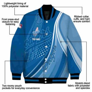 customized los angeles dodgers wave patterns blue jacket new arrival