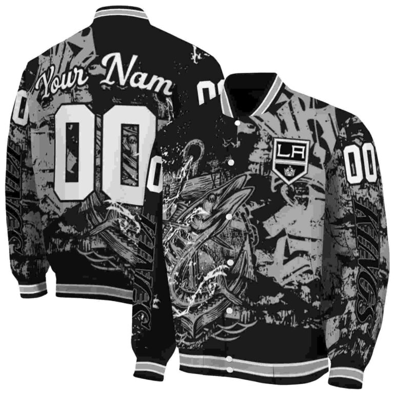 customized los angeles kings fishing art black jacket fashion forward
