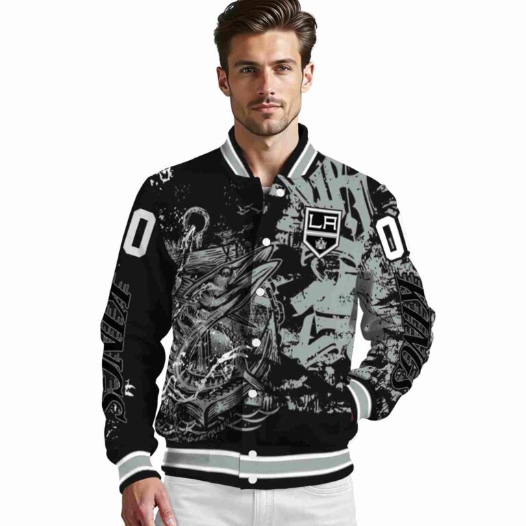 customized los angeles kings fishing art black jacket high quality