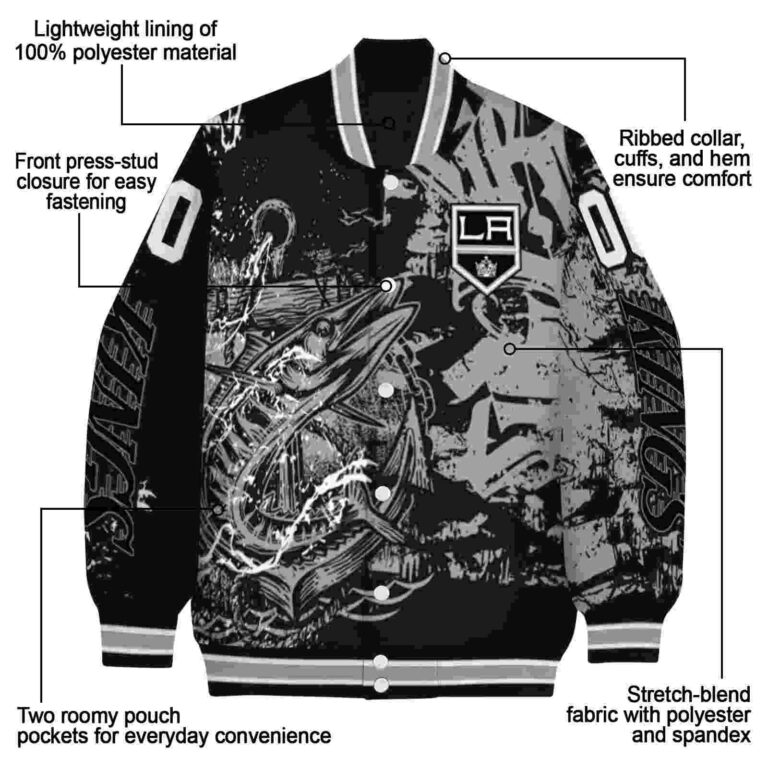 customized los angeles kings fishing art black jacket new arrival