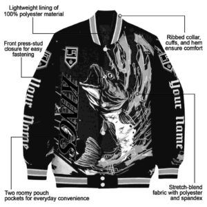 customized los angeles kings fishing passion black white jacket new arrival