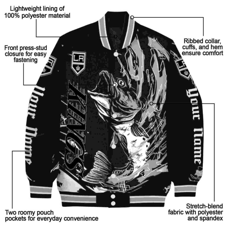 customized los angeles kings fishing passion black white jacket new arrival
