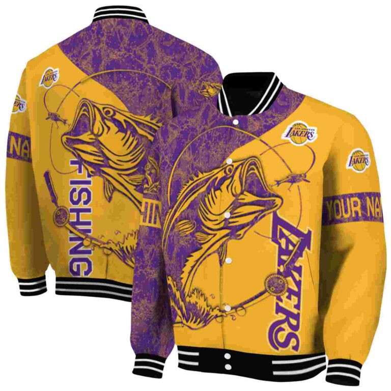 customized los angeles lakers fishing rod gold jacket fashion forward