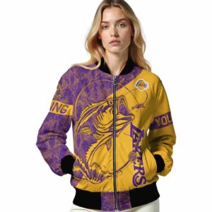 customized los angeles lakers fishing rod gold jacket latest model