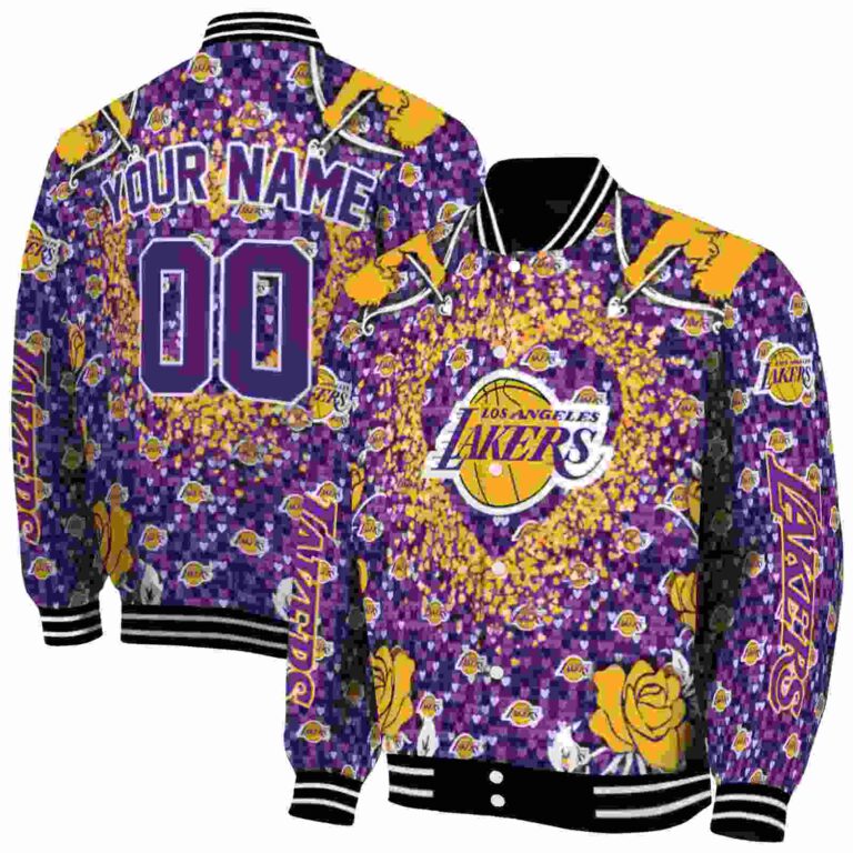 customized los angeles lakers heart explosion purple jacket fashion forward