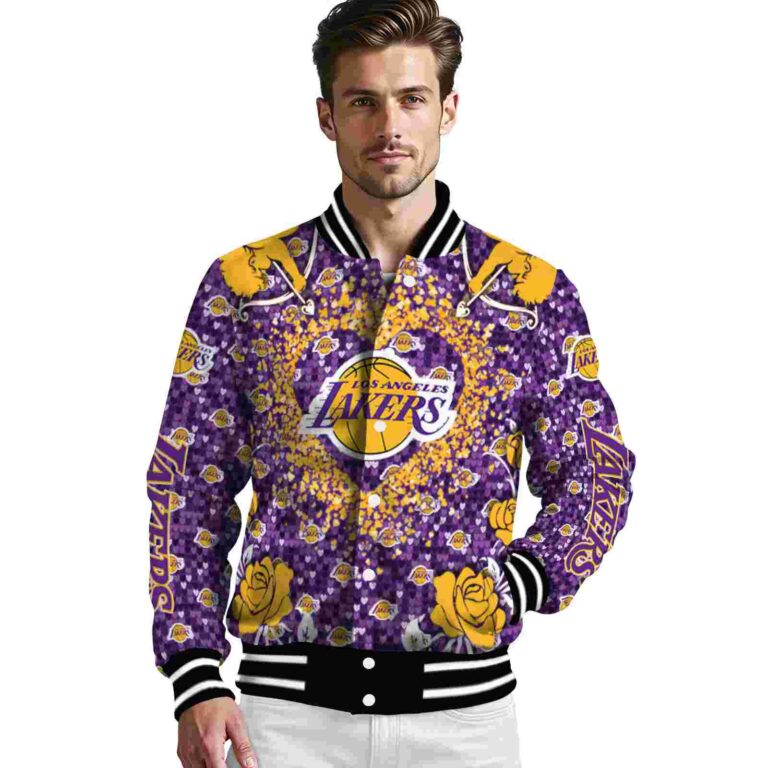 customized los angeles lakers heart explosion purple jacket high quality