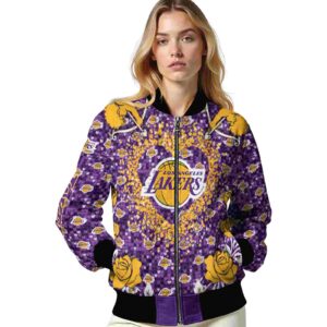 customized los angeles lakers heart explosion purple jacket latest model
