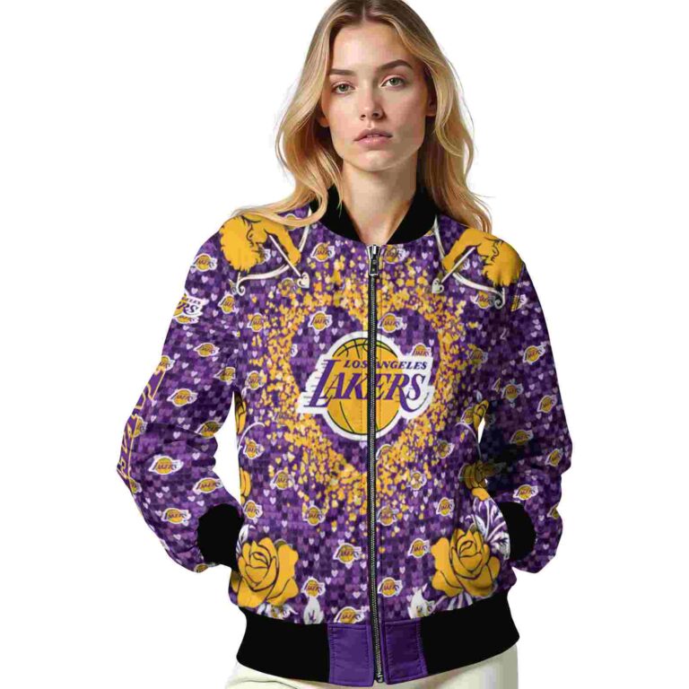 customized los angeles lakers heart explosion purple jacket latest model
