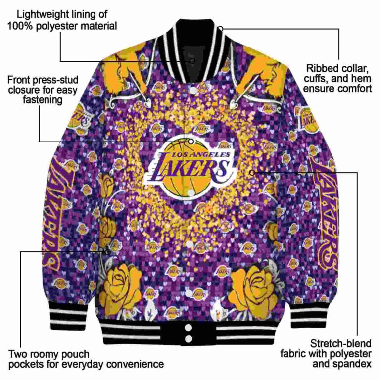 customized los angeles lakers heart explosion purple jacket new arrival