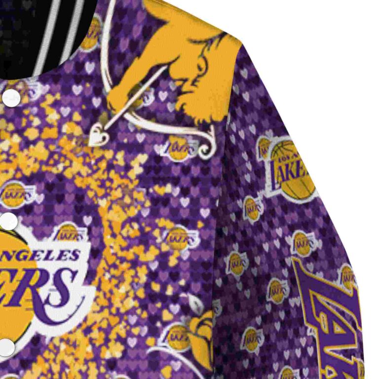 customized los angeles lakers heart explosion purple jacket premium grade