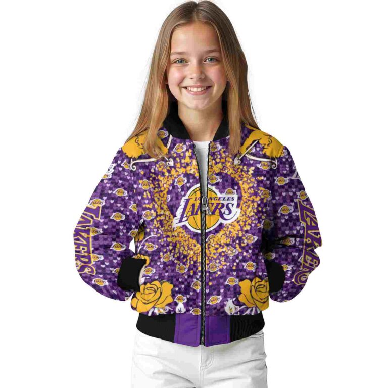 customized los angeles lakers heart explosion purple jacket top rated