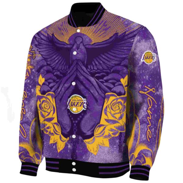 customized los angeles lakers praying hands purple jacket best selling