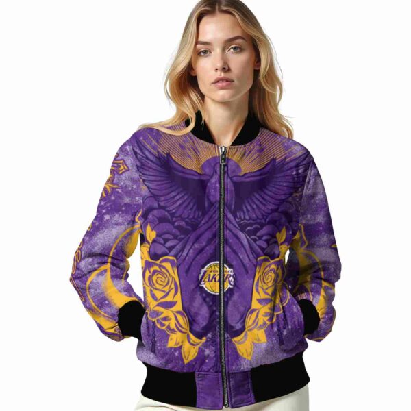 customized los angeles lakers praying hands purple jacket latest model