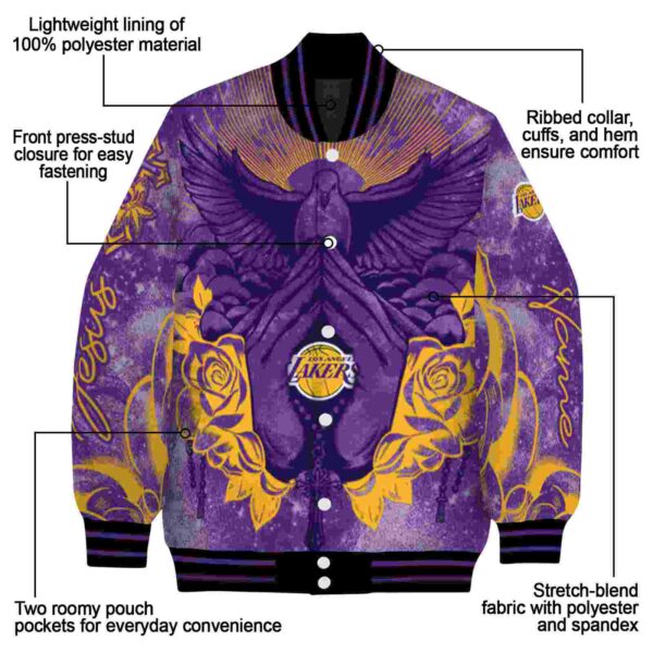 customized los angeles lakers praying hands purple jacket new arrival
