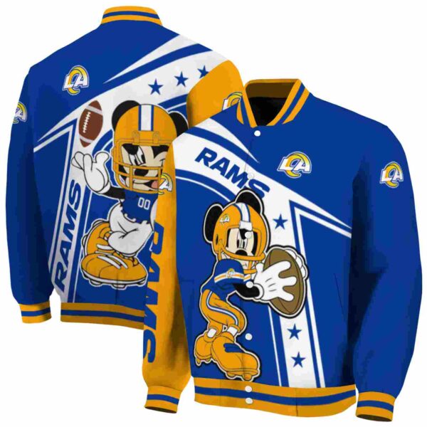 customized los angeles rams mickey football blue white jacket fashion forward