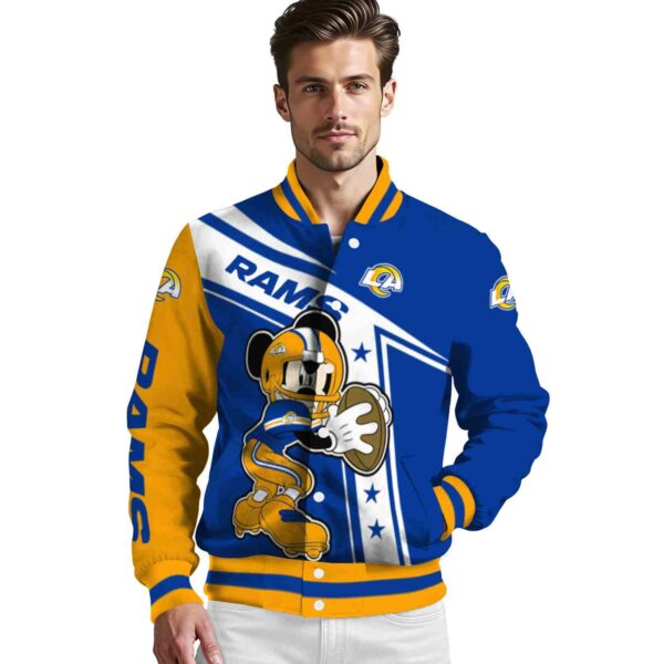 customized los angeles rams mickey football blue white jacket high quality
