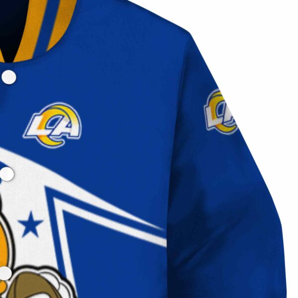 customized los angeles rams mickey football blue white jacket premium grade