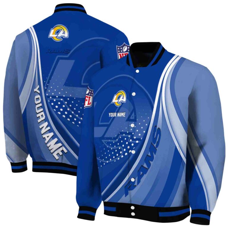 customized los angeles rams wave patterns blue jacket fashion forward