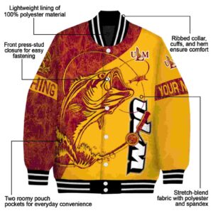 customized louisiana monroe warhawks fishing rod gold jacket new arrival
