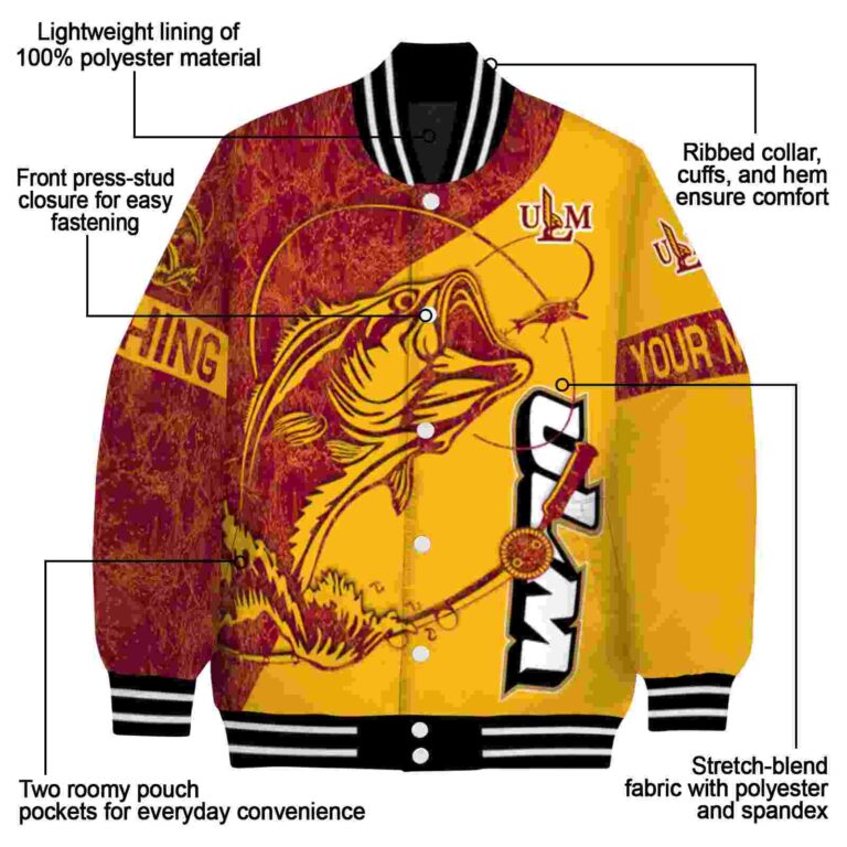 customized louisiana monroe warhawks fishing rod gold jacket new arrival