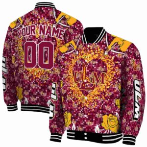 customized louisiana monroe warhawks heart explosion red jacket fashion forward