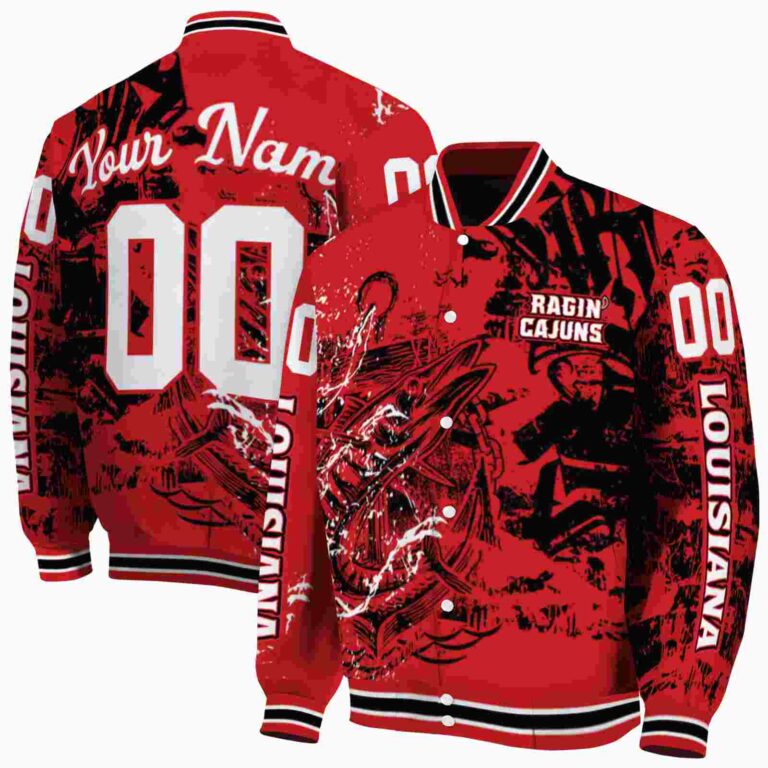 customized louisiana ragin cajuns fishing art red jacket fashion forward