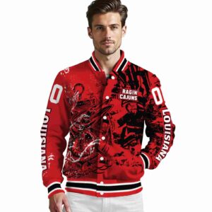 customized louisiana ragin cajuns fishing art red jacket high quality