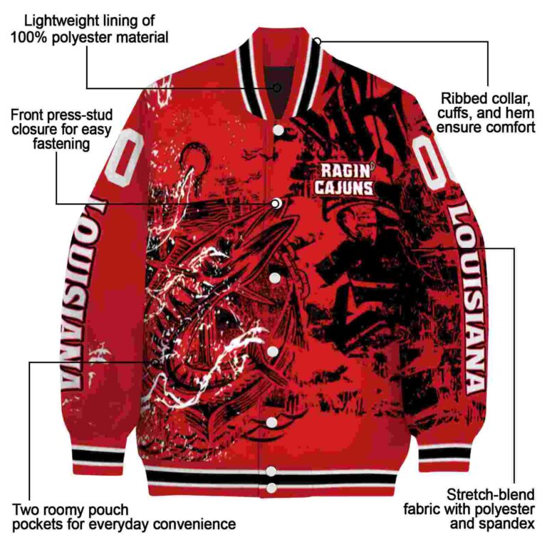 customized louisiana ragin cajuns fishing art red jacket new arrival
