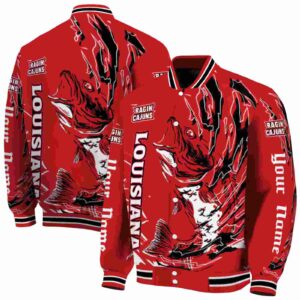 customized louisiana ragin cajuns fishing passion red white jacket fashion forward