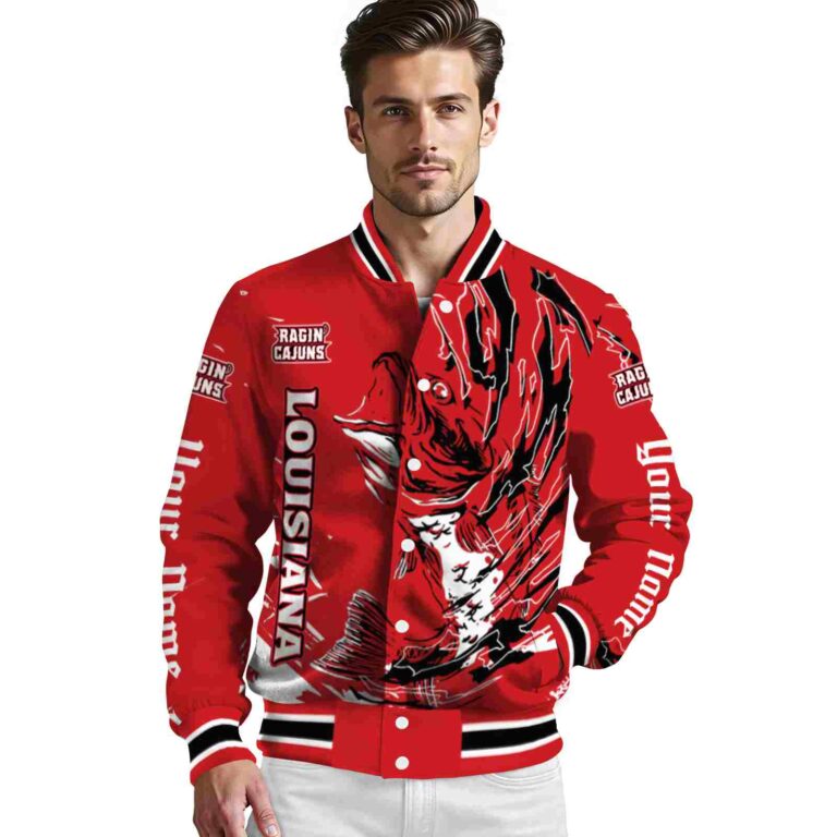 customized louisiana ragin cajuns fishing passion red white jacket high quality