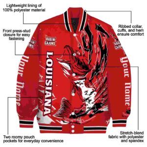 customized louisiana ragin cajuns fishing passion red white jacket new arrival
