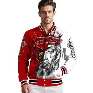 customized louisville cardinals jesus tears red white jacket high quality