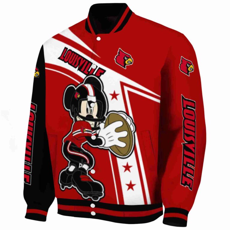 customized louisville cardinals mickey football red white jacket best selling