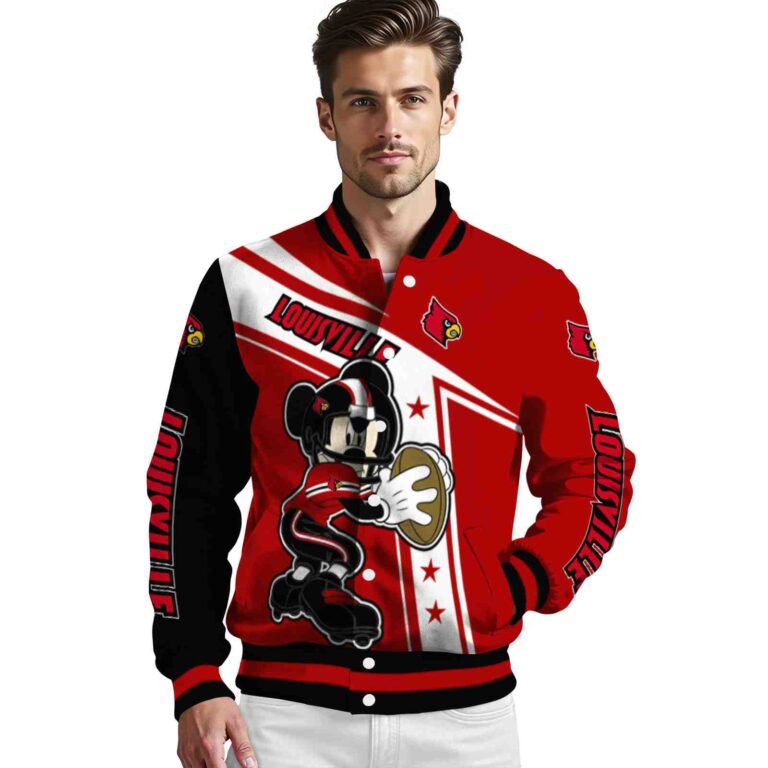 customized louisville cardinals mickey football red white jacket high quality