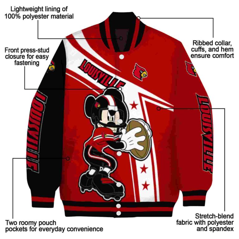 customized louisville cardinals mickey football red white jacket new arrival