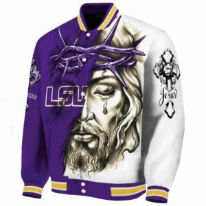 customized lsu tigers jesus tears purple white jacket best selling