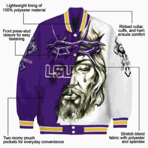 customized lsu tigers jesus tears purple white jacket new arrival