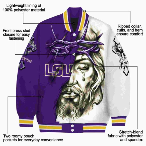 customized lsu tigers jesus tears purple white jacket new arrival