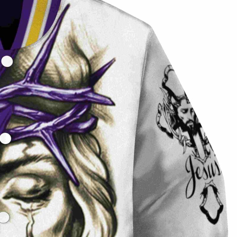 customized lsu tigers jesus tears purple white jacket premium grade