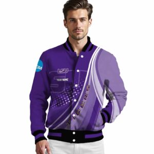 customized lsu tigers wave patterns purple jacket high quality